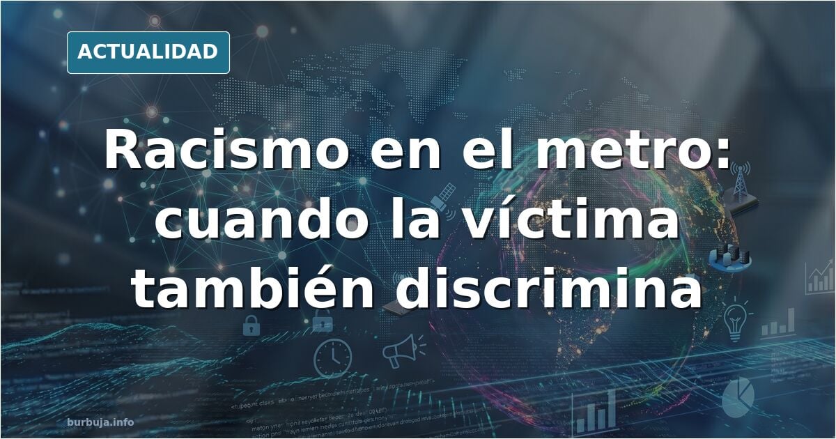 Escena de un vagón de metro con dos pasajeras enfrentadas, una sentada y otra de pie increpándola, en tonos neutros