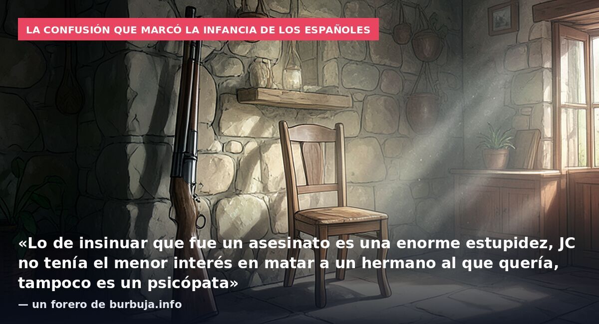 La confusión que marcó la infancia de los españoles: «Lo de insinuar que fue un asesinato es una enorme estupidez, JC no tenía el menor interés en matar a un hermano al que quería, tampoco es un psicópata» — un forero de burbuja.info