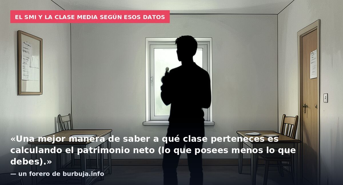 El SMI y la clase media según esos datos: «Una mejor manera de saber a qué clase perteneces es calculando el patrimonio neto (lo que posees menos lo que debes).» — un forero de burbuja.info