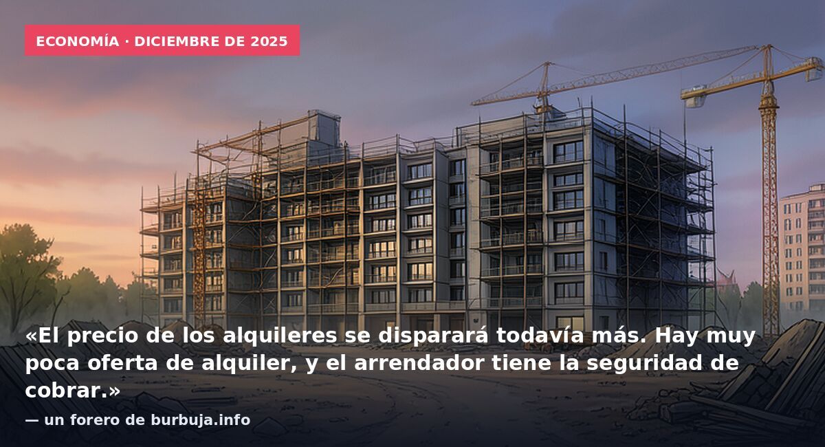 Economía · diciembre de 2025: «El precio de los alquileres se disparará todavía más. Hay muy poca oferta de alquiler, y el arrendador tiene la seguridad de cobrar.» — un forero de burbuja.info