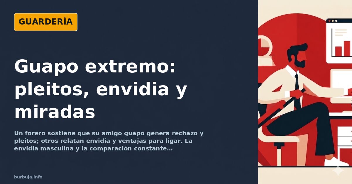 Ilustración de un hombre atractivo y bien vestido rodeado de miradas y gestos de rechazo en un entorno social