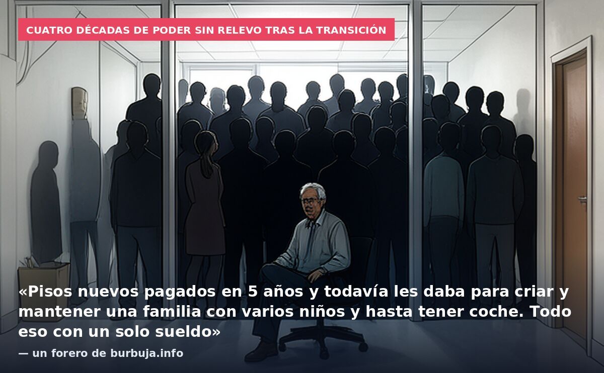 Cuatro décadas de poder sin relevo tras la Transición: «Pisos nuevos pagados en 5 años y todavía les daba para criar y mantener una familia con varios niños y hasta tener coche. Todo eso con un solo sueldo» — un forero de burbuja.info