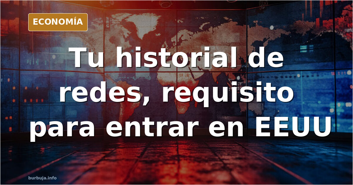 Ilustración editorial de un pasaporte con iconos de redes sociales y una lupa sobre un historial digital, en tonos azul marin