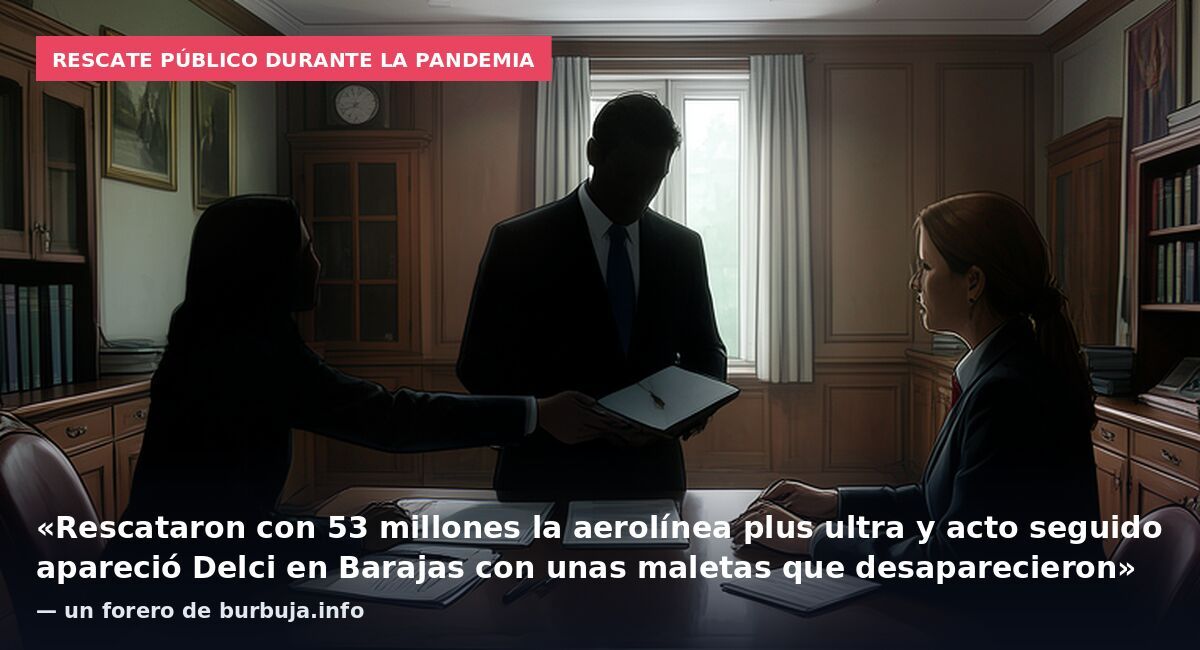 Rescate público durante la pandemia: «Rescataron con 53 millones la aerolínea plus ultra y acto seguido apareció Delci en Barajas con unas maletas que desaparecieron» — un forero de burbuja.info