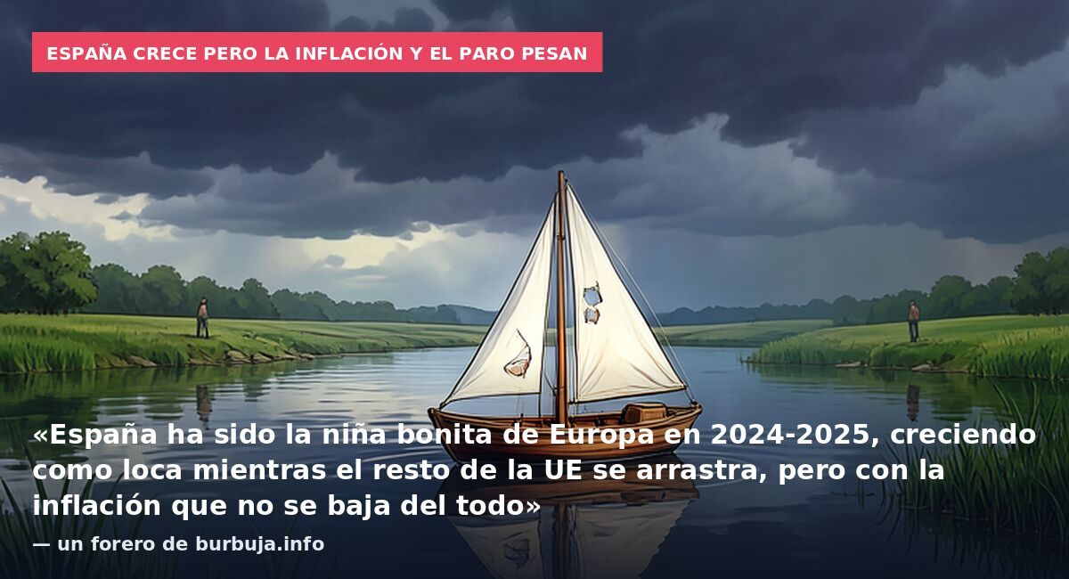 España crece pero la inflación y el paro pesan: «España ha sido la niña bonita de Europa en 2024-2025, creciendo como loca mientras el resto de la UE se arrastra, pero con la inflación que no se baja del todo» — un forero de burbuja.info