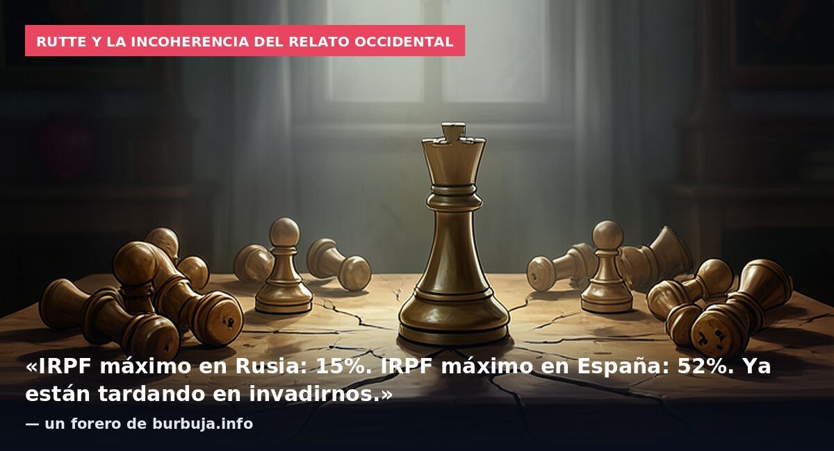 Rutte y la incoherencia del relato occidental: «IRPF máximo en Rusia: 15%. IRPF máximo en España: 52%. Ya están tardando en invadirnos.» — un forero de burbuja.info