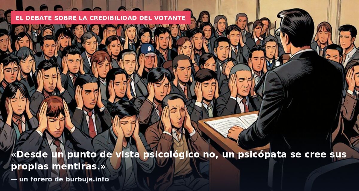 El debate sobre la credibilidad del votante: «Desde un punto de vista psicológico no, un psicópata se cree sus propias mentiras.» — un forero de burbuja.info