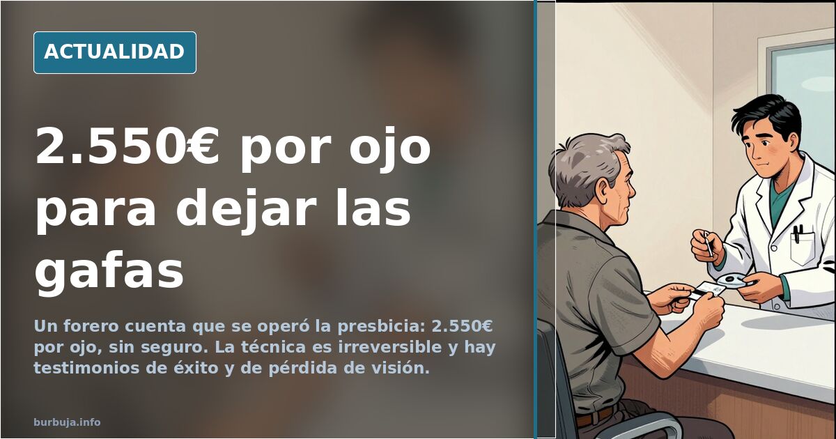 Operarse la presbicia: 2.550€ por ojo y sin gafas
