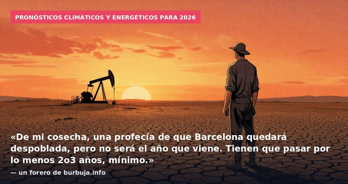 Pronósticos climáticos y energéticos para 2026: «De mi cosecha, una profecía de que Barcelona quedará despoblada, pero no será el año que viene. Tienen que pasar por lo menos 2o3 años, mínimo.» — un forero de burbuja.info