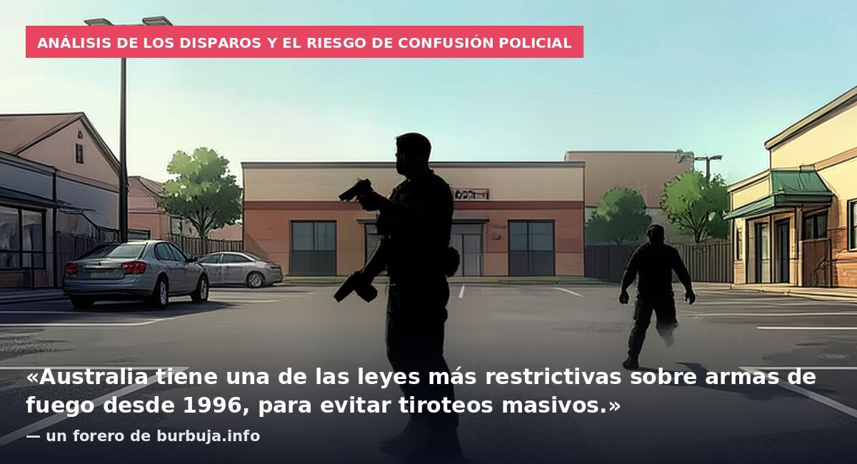 Análisis de los disparos y el riesgo de confusión policial: «Australia tiene una de las leyes más restrictivas sobre armas de fuego desde 1996, para evitar tiroteos masivos.» — un forero de burbuja.info