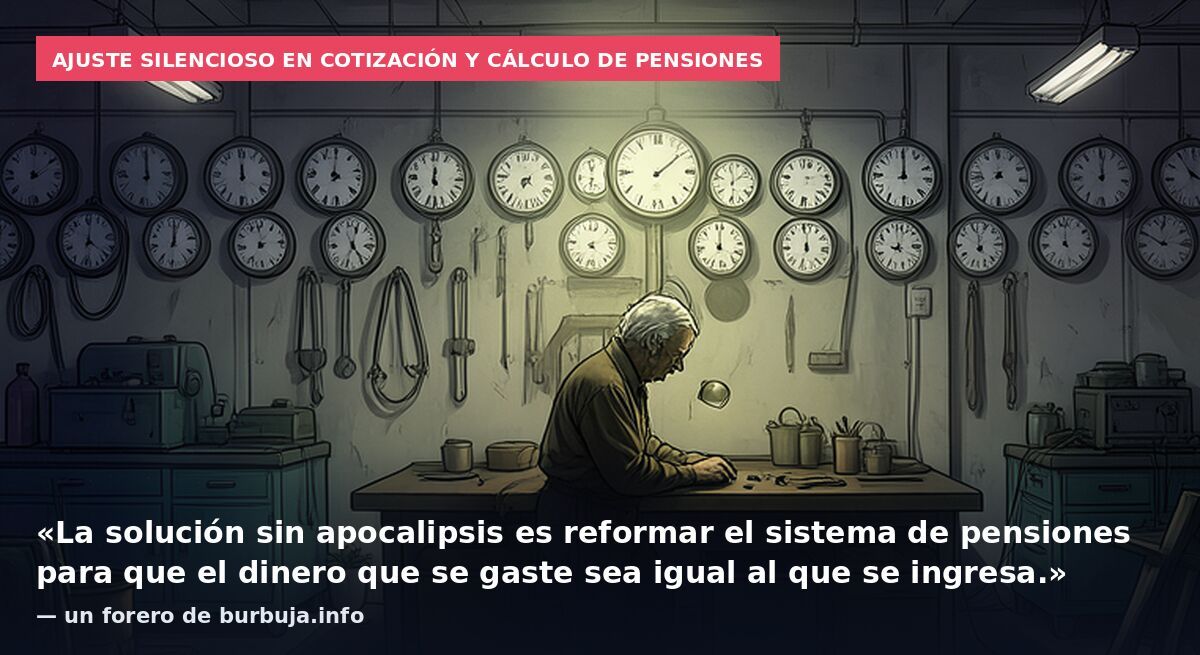 Ajuste silencioso en cotización y cálculo de pensiones: «La solución sin apocalipsis es reformar el sistema de pensiones para que el dinero que se gaste sea igual al que se ingresa.» — un forero de burbuja.info