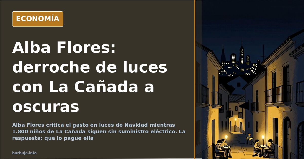 Luces de Navidad encendidas en una gran ciudad frente a un barrio a oscuras, contraste entre derroche y pobreza energética