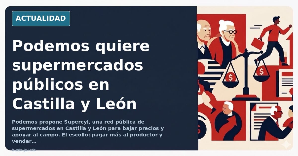Lineal de supermercado con productos frescos y etiquetas de precio, en tonos neutros, ilustrando la propuesta de red pública 