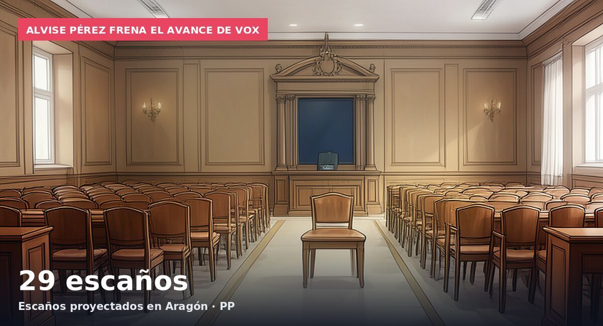 Alvise Pérez frena el avance de Vox: 29 escaños Escaños proyectados en Aragón · PP