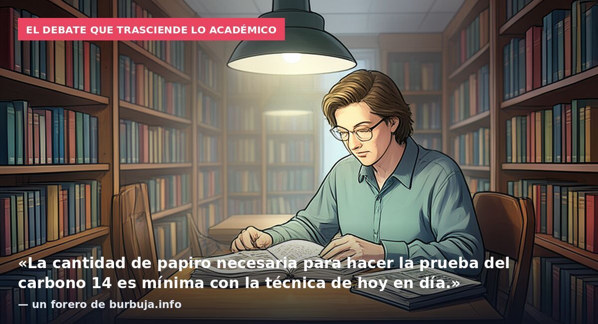 El debate que trasciende lo académico: «La cantidad de papiro necesaria para hacer la prueba del carbono 14 es mínima con la técnica de hoy en día.» — un forero de burbuja.info