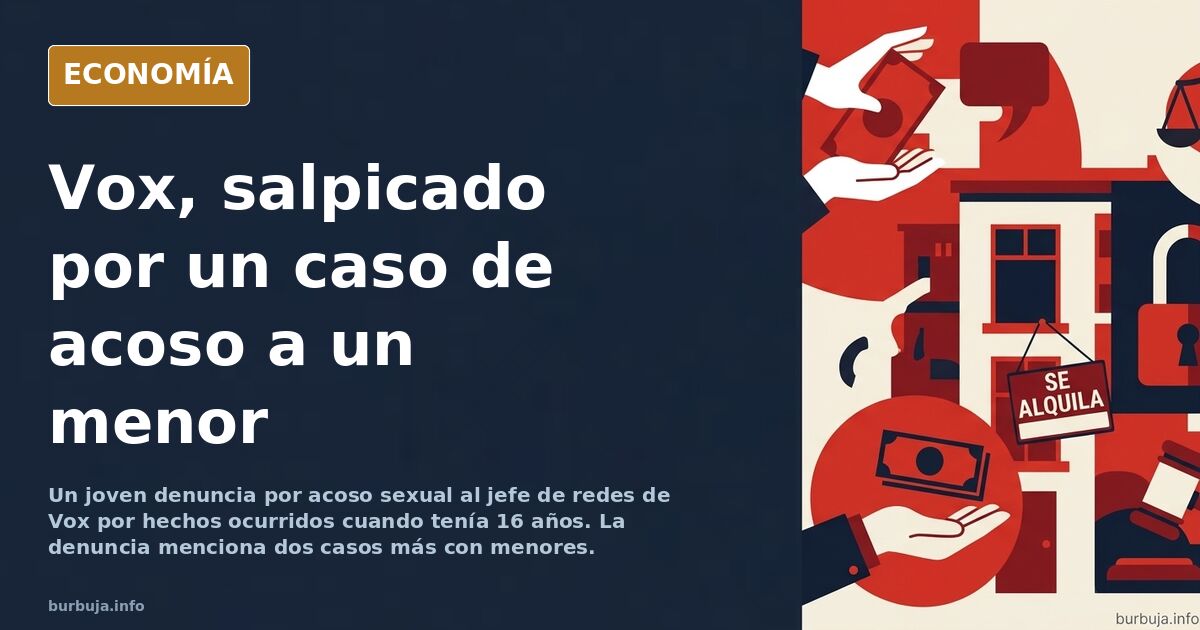 Ilustración editorial de un teléfono móvil con mensajes y una silueta institucional, sobre el caso del jefe de redes de Vox d