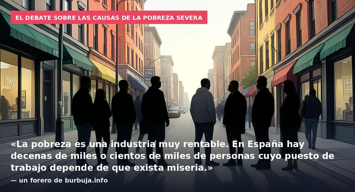 El debate sobre las causas de la pobreza severa: «La pobreza es una industria muy rentable. En España hay decenas de miles o cientos de miles de personas cuyo puesto de trabajo depende de que exista miseria.» — un forero de burbuja.info