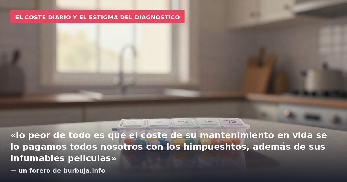 El coste diario y el estigma del diagnóstico: «lo peor de todo es que el coste de su mantenimiento en vida se lo pagamos todos nosotros con los himpueshtos, además de sus infumables peliculas» — un forero de burbuja.info