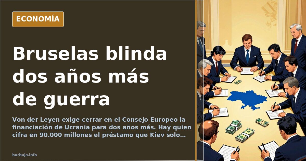 Sala del Consejo Europeo con banderas de la UE y documento de financiación de Ucrania sobre la mesa