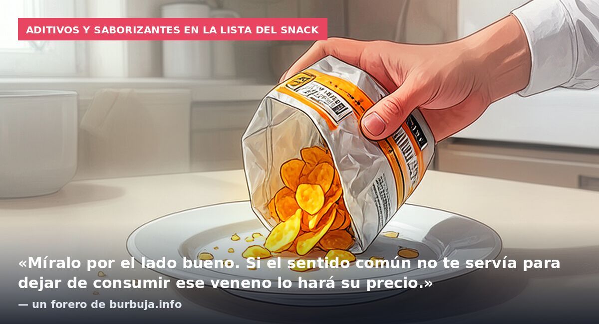 Aditivos y saborizantes en la lista del snack: «Míralo por el lado bueno. Si el sentido común no te servía para dejar de consumir ese veneno lo hará su precio.» — un forero de burbuja.info