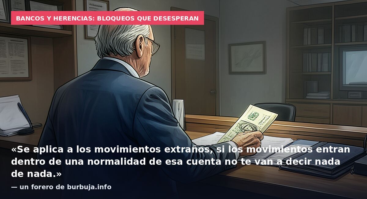 Bancos y herencias: bloqueos que desesperan: «Se aplica a los movimientos extraños, si los movimientos entran dentro de una normalidad de esa cuenta no te van a decir nada de nada.» — un forero de burbuja.info
