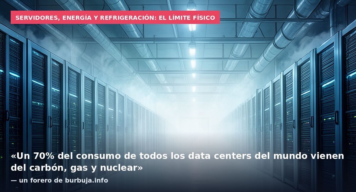 Servidores, energía y refrigeración: el límite físico: «Un 70% del consumo de todos los data centers del mundo vienen del carbón, gas y nuclear» — un forero de burbuja.info