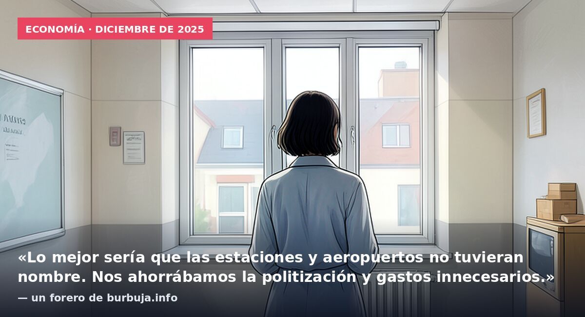 Economía · diciembre de 2025: «Lo mejor sería que las estaciones y aeropuertos no tuvieran nombre. Nos ahorrábamos la politización y gastos innecesarios.» — un forero de burbuja.info