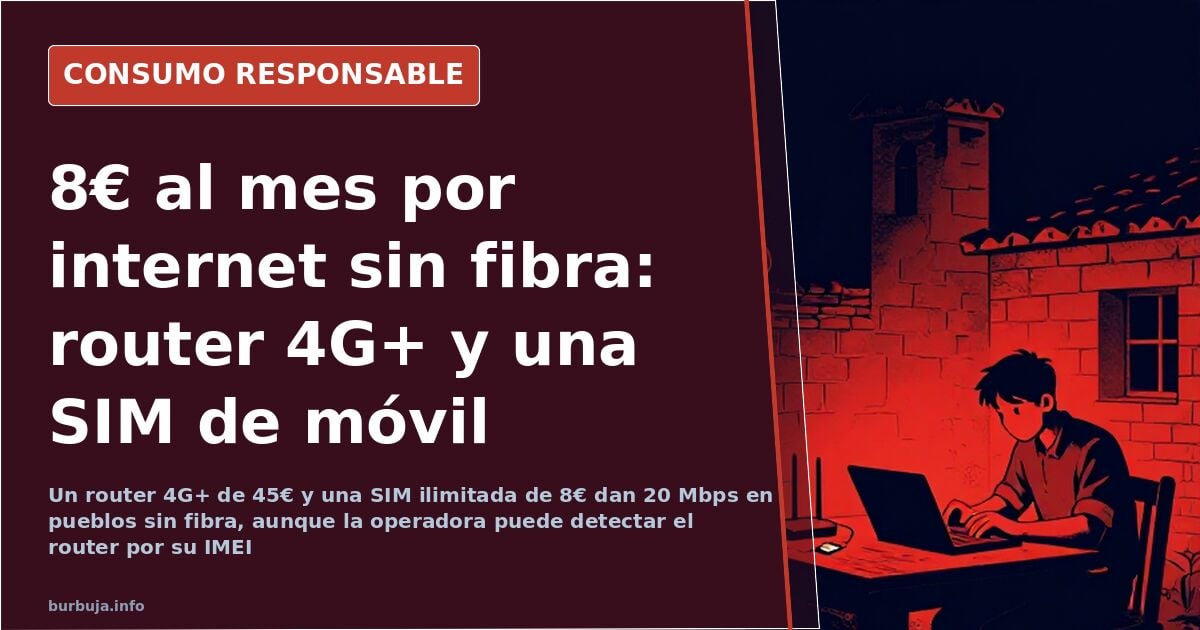 8€ de internet rural con SIM 4G+: el ahorro que la fibra no iguala