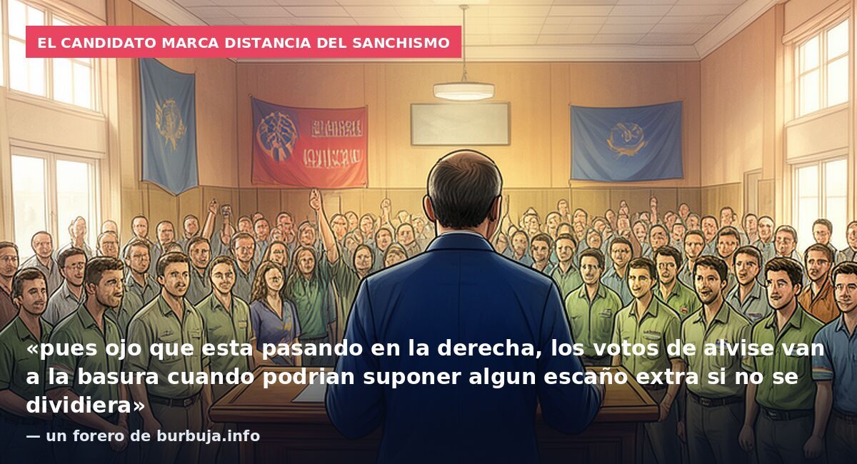 El candidato marca distancia del sanchismo: «pues ojo que esta pasando en la derecha, los votos de alvise van a la basura cuando podrian suponer algun escaño extra si no se dividiera» — un forero de burbuja.info