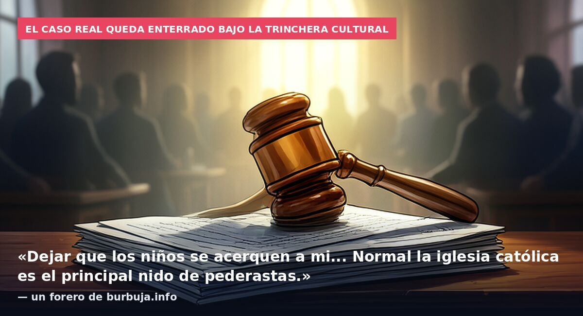 El caso real queda enterrado bajo la trinchera cultural: «Dejar que los niños se acerquen a mi... Normal la iglesia católica es el principal nido de pederastas.» — un forero de burbuja.info