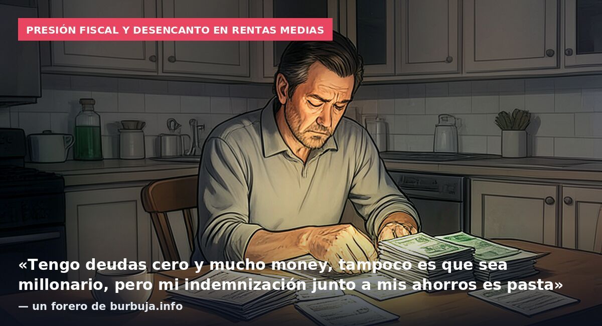 Presión fiscal y desencanto en rentas medias: «Tengo deudas cero y mucho money, tampoco es que sea millonario, pero mi indemnización junto a mis ahorros es pasta» — un forero de burbuja.info