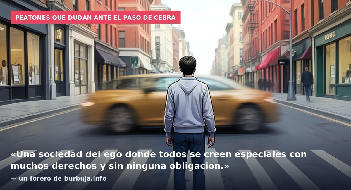 Peatones que dudan ante el paso de cebra: «Una sociedad del ego donde todos se creen especiales con muchos derechos y sin ninguna obligacion.» — un forero de burbuja.info