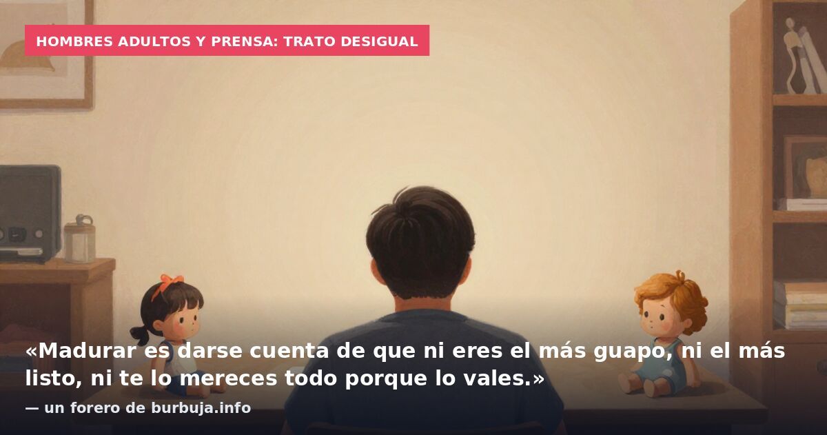 Hombres adultos y prensa: trato desigual: «Madurar es darse cuenta de que ni eres el más guapo, ni el más listo, ni te lo mereces todo porque lo vales.» — un forero de burbuja.info