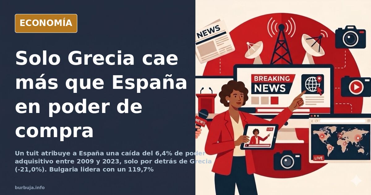 Gráfico de barras comparando la evolución del poder adquisitivo en países europeos entre 2009 y 2023