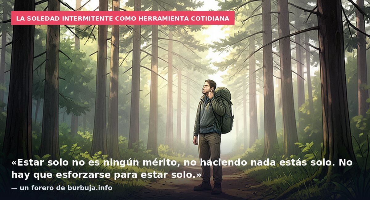 La soledad intermitente como herramienta cotidiana: «Estar solo no es ningún mérito, no haciendo nada estás solo. No hay que esforzarse para estar solo.» — un forero de burbuja.info