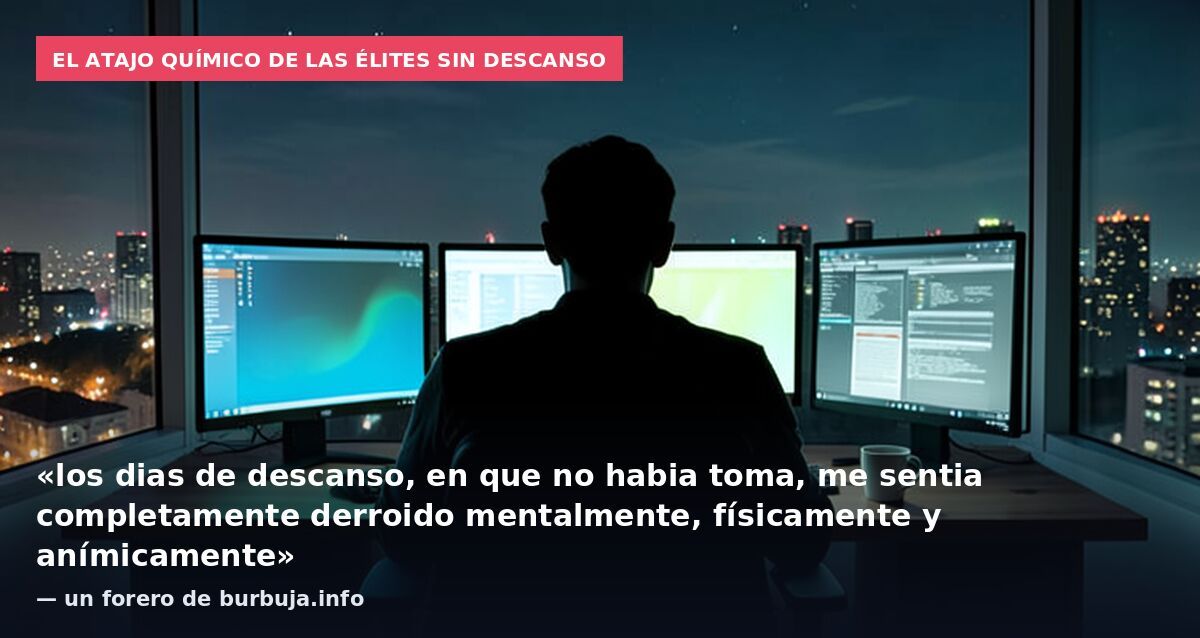 El atajo químico de las élites sin descanso: «los dias de descanso, en que no habia toma, me sentia completamente derroido mentalmente, físicamente y anímicamente» — un forero de burbuja.info