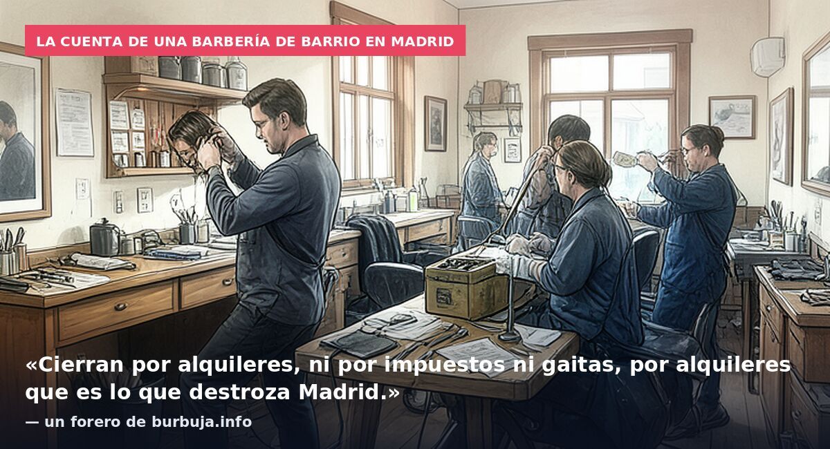 La cuenta de una barbería de barrio en Madrid: «Cierran por alquileres, ni por impuestos ni gaitas, por alquileres que es lo que destroza Madrid.» — un forero de burbuja.info