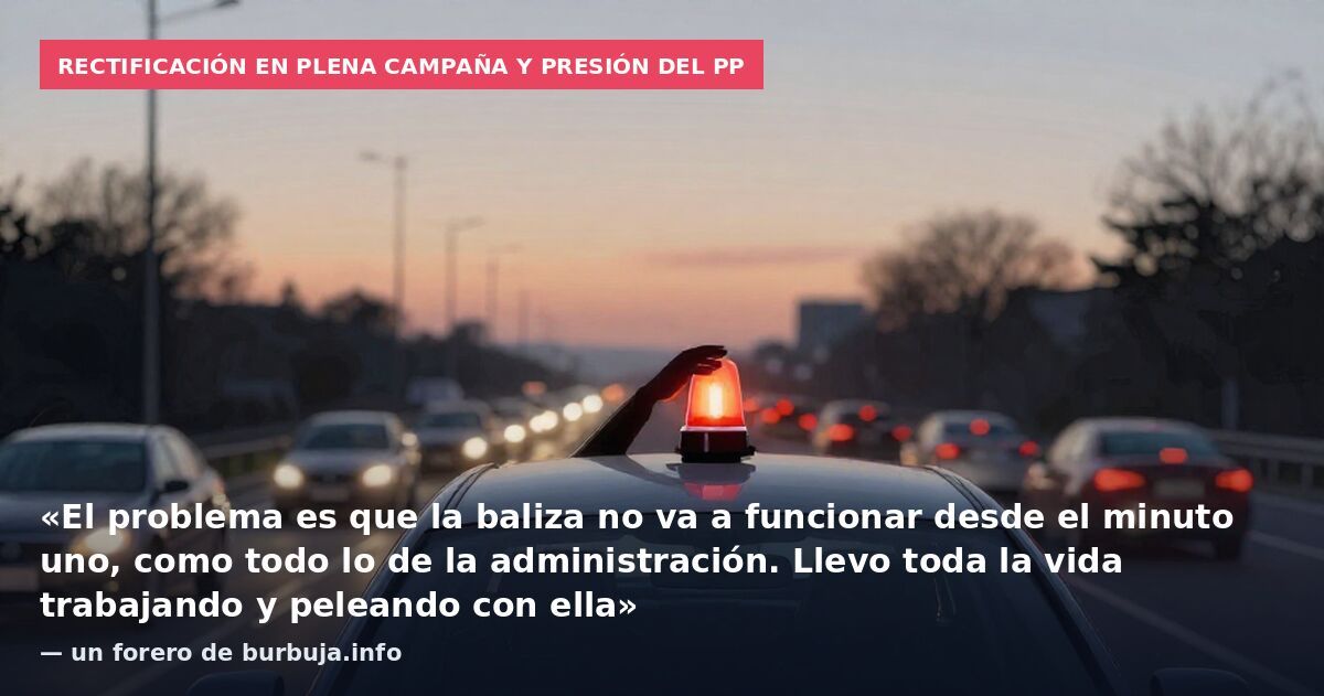 Rectificación en plena campaña y presión del PP: «El problema es que la baliza no va a funcionar desde el minuto uno, como todo lo de la administración. Llevo toda la vida trabajando y peleando con ella» — un forero de burbuja.info