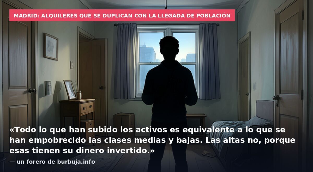 Madrid: alquileres que se duplican con la llegada de población: «Todo lo que han subido los activos es equivalente a lo que se han empobrecido las clases medias y bajas. Las altas no, porque esas tienen su dinero invertido.» — un forero de burbuja.in