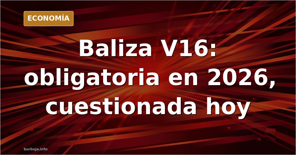 Baliza V16 luminosa sobre el arcén junto a un coche averiado en una carretera nocturna