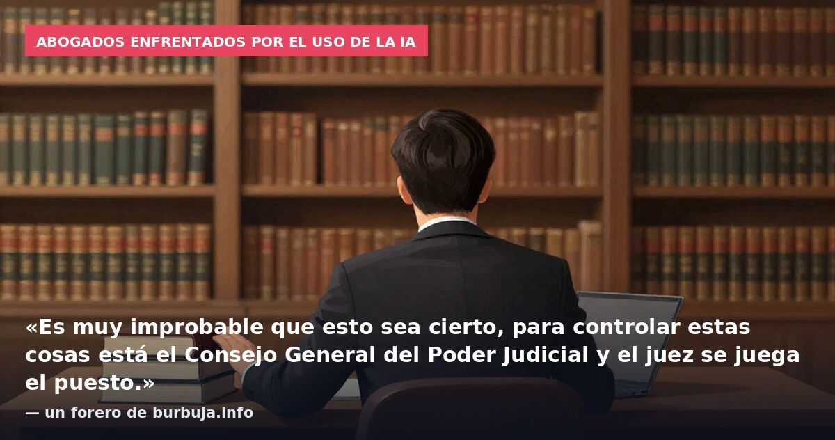 Abogados enfrentados por el uso de la IA: «Es muy improbable que esto sea cierto, para controlar estas cosas está el Consejo General del Poder Judicial y el juez se juega el puesto.» — un forero de burbuja.info