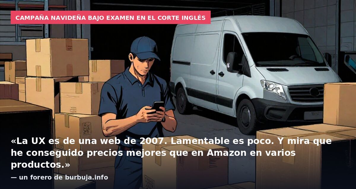 Campaña navideña bajo examen en El Corte Inglés: «La UX es de una web de 2007. Lamentable es poco. Y mira que he conseguido precios mejores que en Amazon en varios productos.» — un forero de burbuja.info