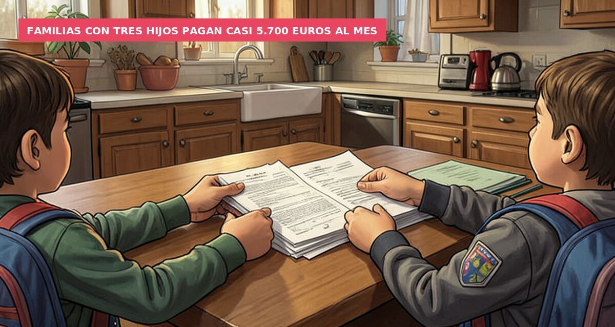 Familias con tres hijos pagan casi 5.700 euros al mes
