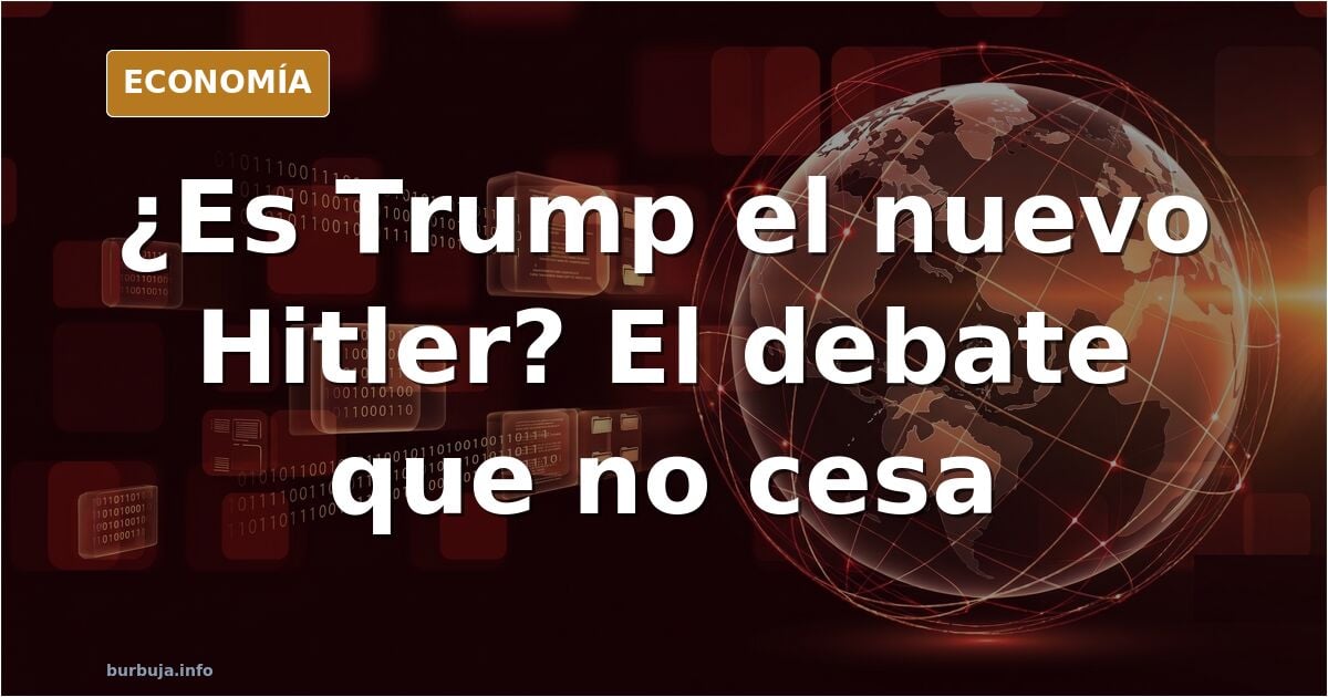 Ilustración editorial de dos siluetas enfrentadas bajo un cielo oscuro, símbolo del debate sobre Trump y Hitler