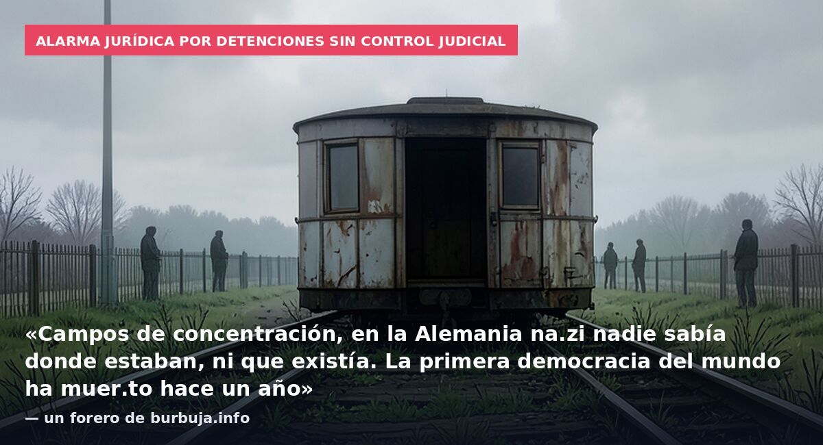 Alarma jurídica por detenciones sin control judicial: «Campos de concentración, en la Alemania na.zi nadie sabía donde estaban, ni que existía. La primera democracia del mundo ha muer.to hace un año» — un forero de burbuja.info