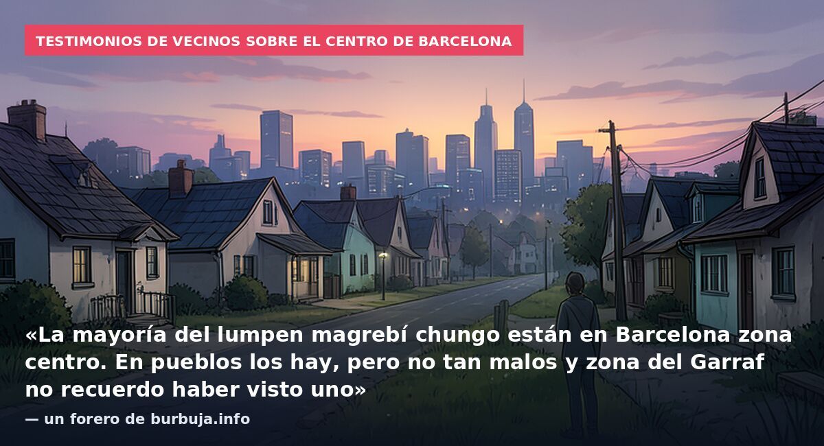 Testimonios de vecinos sobre el centro de Barcelona: «La mayoría del lumpen magrebí chungo están en Barcelona zona centro. En pueblos los hay, pero no tan malos y zona del Garraf no recuerdo haber visto uno» — un forero de burbuja.info