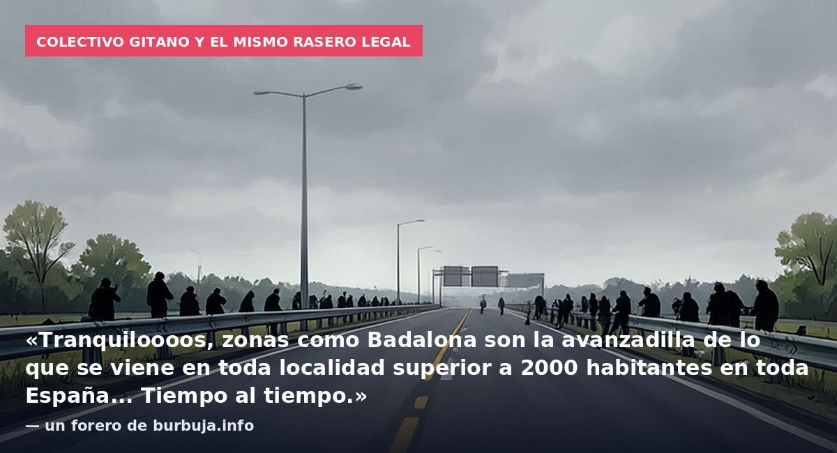 Colectivo gitano y el mismo rasero legal: «Tranquiloooos, zonas como Badalona son la avanzadilla de lo que se viene en toda localidad superior a 2000 habitantes en toda España... Tiempo al tiempo.» — un forero de burbuja.info