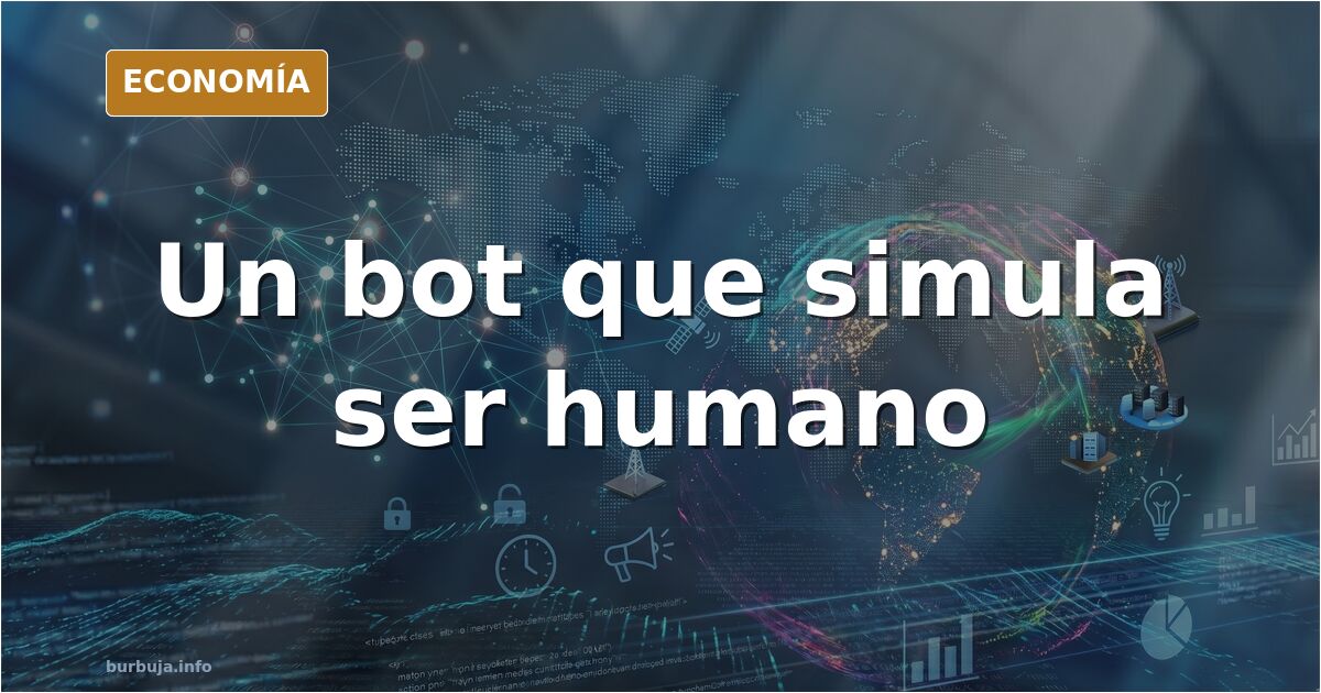 Ilustración editorial de un robot conversando en una pantalla de foro, con siluetas humanas de fondo y paleta azul marino y d