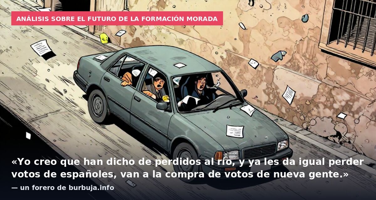 Análisis sobre el futuro de la formación morada: «Yo creo que han dicho de perdidos al río, y ya les da igual perder votos de españoles, van a la compra de votos de nueva gente.» — un forero de burbuja.info