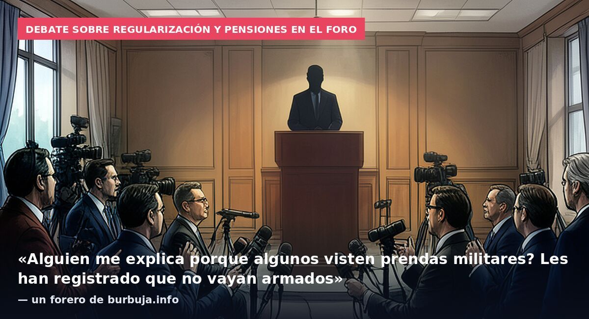 Debate sobre regularización y pensiones en el foro: «Alguien me explica porque algunos visten prendas militares? Les han registrado que no vayan armados» — un forero de burbuja.info